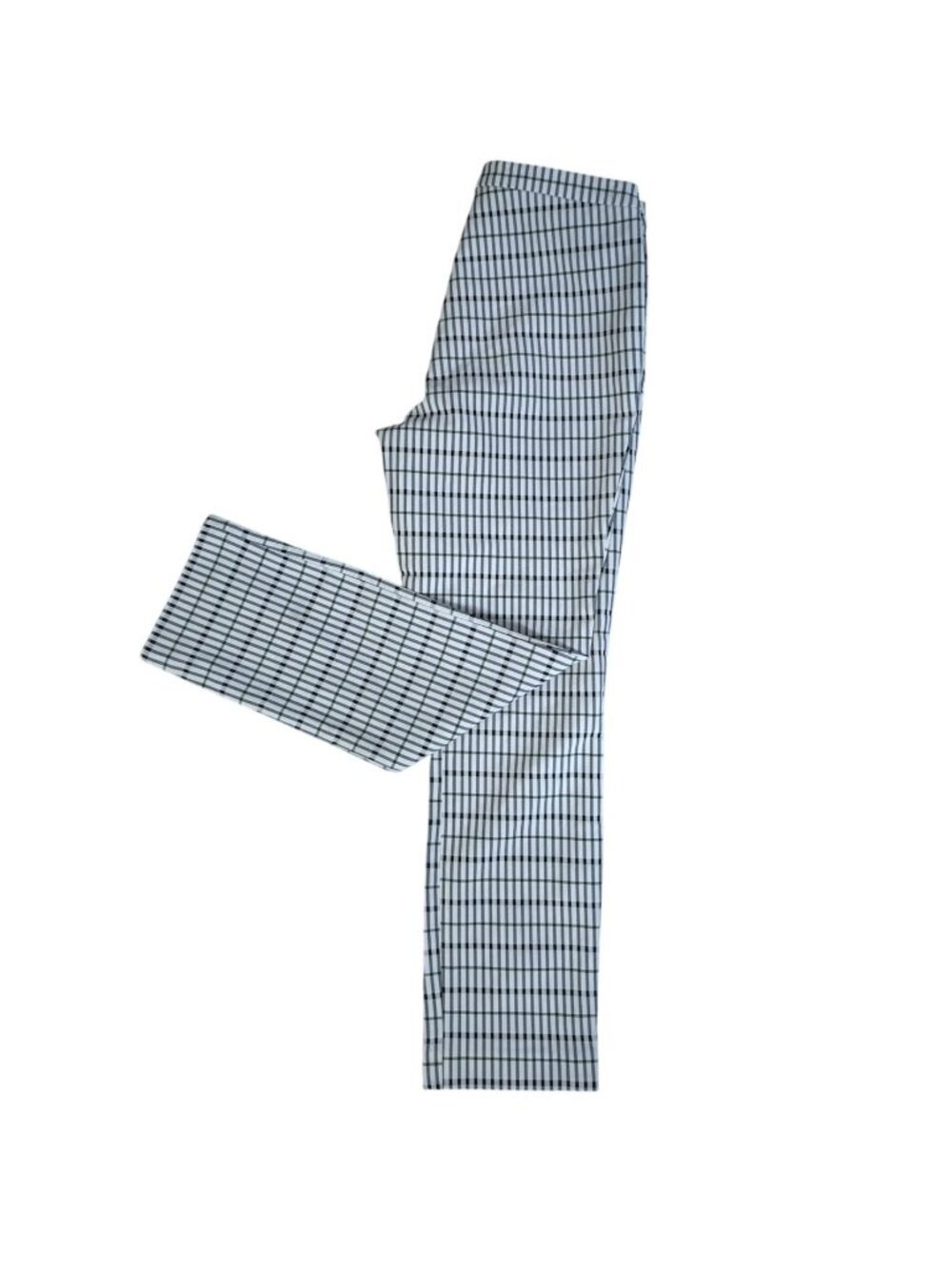 Theory Classic Skinny Pants Women Size 4 White Green Grid Stretch Made USA.